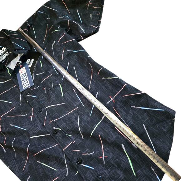 RSVLTS star wars lightsaber kunuflex shirt sz S short sleeve button Up May 4th - Picture 4 of 5